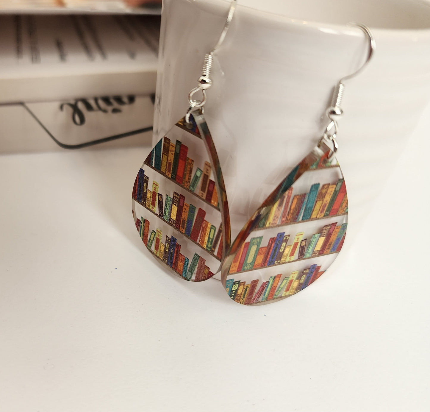 Book Shelf Acrylic Earrings